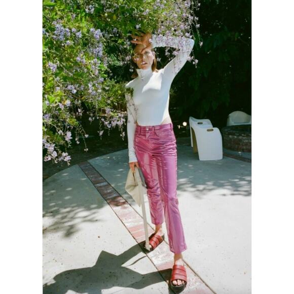 Simon Miller Straight Leg Faux Patent Leather Pants - Picture 5 of 13